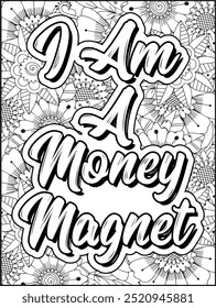 Money Quotes Coloring Page for Adult. Money Affirmation and  Quote Coloring Page. Inspirational Quote for Adults.