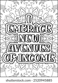 Money Quotes Coloring Page for Adult. Money Affirmation and  Quote Coloring Page. Inspirational Quote for Adults.