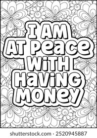 Money Quotes Coloring Page for Adult. Money Affirmation and  Quote Coloring Page. Inspirational Quote for Adults.