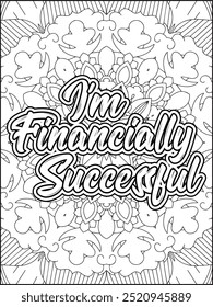 Money Quotes Coloring Page for Adult. Money Affirmation and  Quote Coloring Page. Inspirational Quote for Adults.