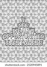 Money Quotes Coloring Page for Adult. Money Affirmation and  Quote Coloring Page. Inspirational Quote for Adults.