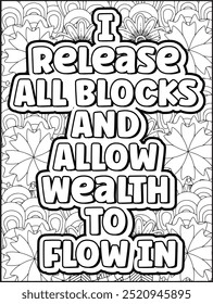 Money Quotes Coloring Page for Adult. Money Affirmation and  Quote Coloring Page. Inspirational Quote for Adults.