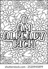 Money Quotes Coloring Page for Adult. Money Affirmation and  Quote Coloring Page. Inspirational Quote for Adults.