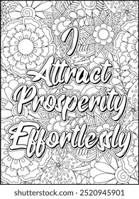 Money Quotes Coloring Page for Adult. Money Affirmation and  Quote Coloring Page. Inspirational Quote for Adults.