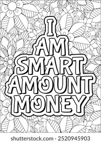 Money Quotes Coloring Page for Adult. Money Affirmation and  Quote Coloring Page. Inspirational Quote for Adults.