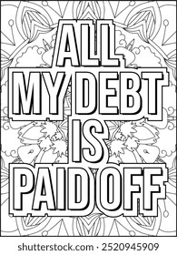 Money Quotes Coloring Page for Adult. Money Affirmation and  Quote Coloring Page. Inspirational Quote for Adults.