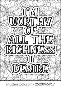 Money Quotes Coloring Page for Adult. Money Affirmation and  Quote Coloring Page. Inspirational Quote for Adults.