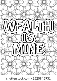 Money Quotes Coloring Page for Adult. Money Affirmation and  Quote Coloring Page. Inspirational Quote for Adults.