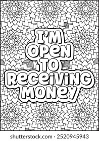 Money Quotes Coloring Page for Adult. Money Affirmation and  Quote Coloring Page. Inspirational Quote for Adults.