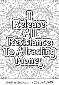 Money Quotes Coloring Page for Adult. Money Affirmation and  Quote Coloring Page. Inspirational Quote for Adults.