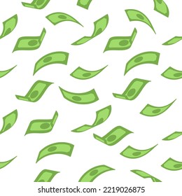 Money rain cartoon seamless pattern vector illustration