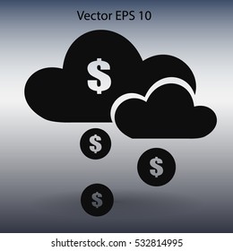 money rain from the cloud vector illustration