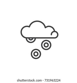 Money rain falling from cloud line icon, outline vector sign, linear style pictogram isolated on white. Symbol, logo illustration. Editable stroke
