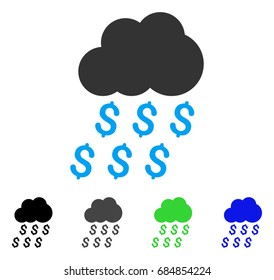 Money Rain flat vector pictogram. Colored money rain gray, black, blue, green pictogram variants. Flat icon style for graphic design.