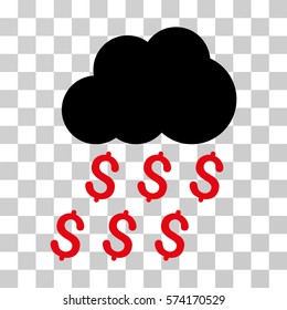Money Rain icon. Vector illustration style is flat iconic bicolor symbol, intensive red and black colors, transparent background. Designed for web and software interfaces.