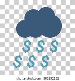 Money Rain icon. Vector illustration style is flat iconic bicolor symbol, cyan and blue colors, transparent background. Designed for web and software interfaces.