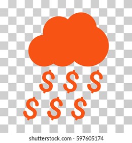 Money Rain icon. Vector illustration style is flat iconic symbol, orange color, transparent background. Designed for web and software interfaces.
