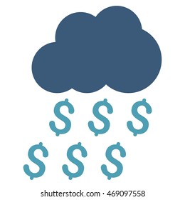 Money Rain icon. Vector style is bicolor flat iconic symbol with rounded angles, cyan and blue colors, white background.