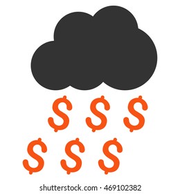 Money Rain icon. Vector style is bicolor flat iconic symbol with rounded angles, orange and gray colors, white background.