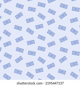 Money rain pattern. Falling hundred dollar banknotes on blue background. Illustration for credit, savings, success, charitable concepts. Flat vector illustration
