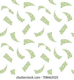 Money rain. Seamless pattern with falling dollars. Vector illustration.