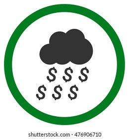 Money Rain vector bicolor rounded icon. Image style is a flat icon symbol inside a circle, green and gray colors, white background.