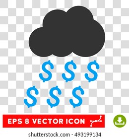 Money Rain vector icon. Image style is a flat blue and gray icon symbol.