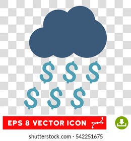 Money Rain vector icon. Image style is a flat cyan and blue pictograph symbol.