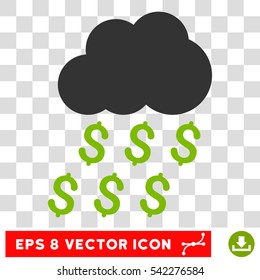 Money Rain vector icon. Image style is a flat eco green and gray pictogram symbol.