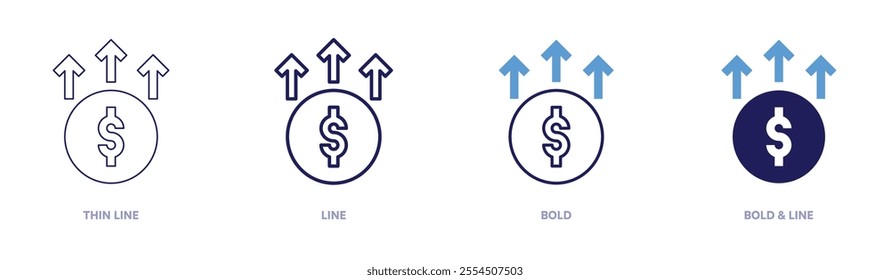 Money readiness icon in 4 different styles. Thin Line, Line, Bold, and Bold Line. Duotone style. Editable stroke.