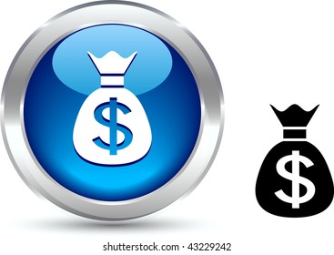 Money   realistic button. Vector illustration.