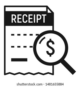 Money receipt icon. Simple illustration of money receipt vector icon for web design isolated on white background