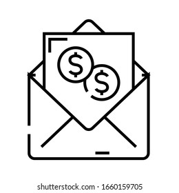 Money receipt line icon, concept sign, outline vector illustration, linear symbol.