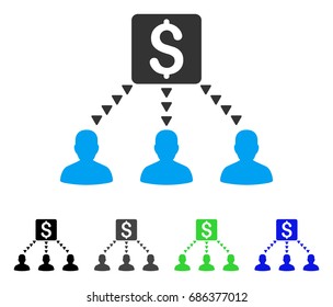 Money Recipients flat vector icon. Colored money recipients gray, black, blue, green pictogram versions. Flat icon style for application design.