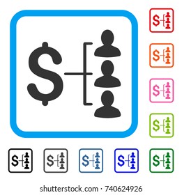 Money Recipients icon. Flat gray pictogram symbol inside a light blue rounded square. Black, gray, green, blue, red, orange color versions of Money Recipients vector. Designed for web and software UI.