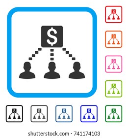 Money Recipients icon. Flat gray iconic symbol in a light blue rounded frame. Black, gray, green, blue, red, orange color versions of Money Recipients vector. Designed for web and software UI.