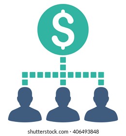 Money Recipients vector toolbar icon. Style is bicolor flat icon symbol, cobalt and cyan colors, white background, square dots.