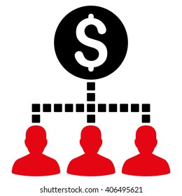 Money Recipients vector toolbar icon. Style is bicolor flat icon symbol, intensive red and black colors, white background, square dots.