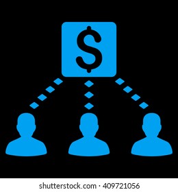 Money Recipients vector toolbar icon. Style is flat icon symbol, blue color, black background, rhombus dots.