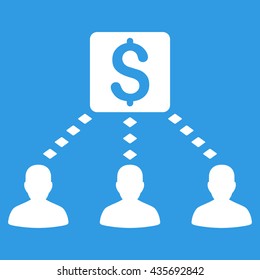 Money Recipients vector toolbar icon. Style is flat icon symbol, white color, blue background, rhombus dots.