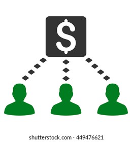 Money Recipients vector toolbar icon. Style is bicolor flat icon symbol, green and gray colors, white background, rhombus dots.