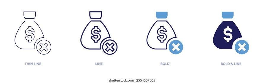 Money records icon in 4 different styles. Thin Line, Line, Bold, and Bold Line. Duotone style. Editable stroke.