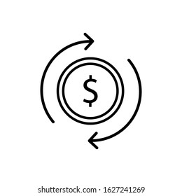 Money recycle icon. Flat vector graphic