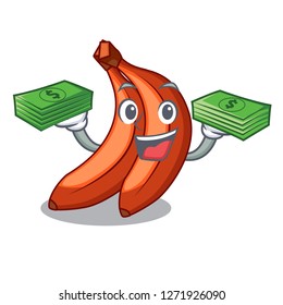 With money red cartoon bananas ready to eat