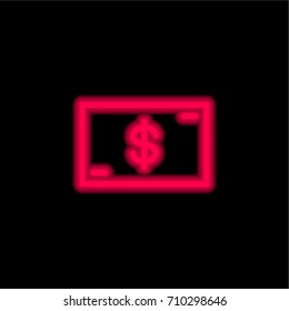 Money red glowing neon ui ux icon. Glowing sign logo vector