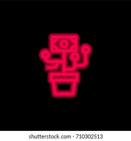 Money red glowing neon ui ux icon. Glowing sign logo vector