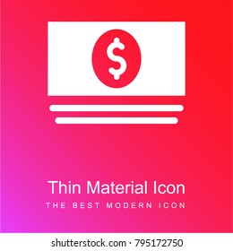 Money red and pink gradient material white icon minimal design