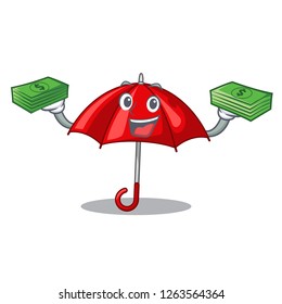 With money red umbrella lit up cartoon shape