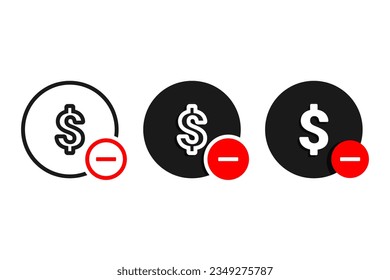 Money reduction icon. Illustration vector