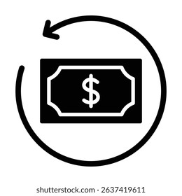Money refund conceptual solid icon